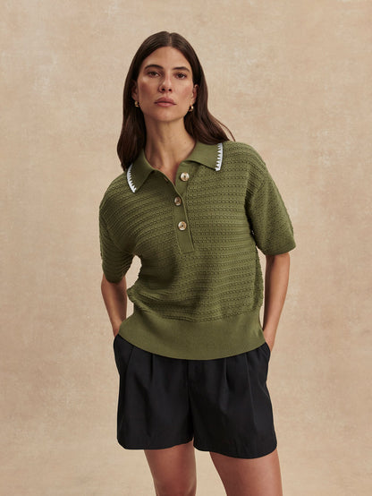 Guilia Polo Knit Top | Varley Essential