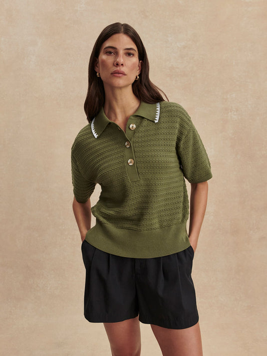 Guilia Polo Knit Top | Varley Essential