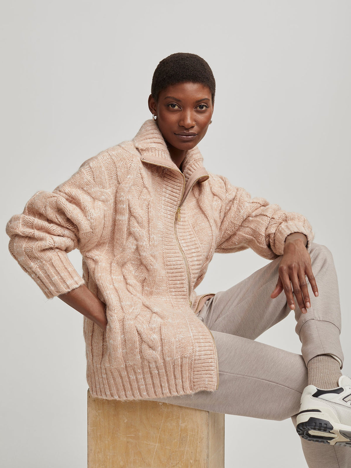 Aida Jumbo Cable Knit Jacket | VARLEY US | Varley Trending
