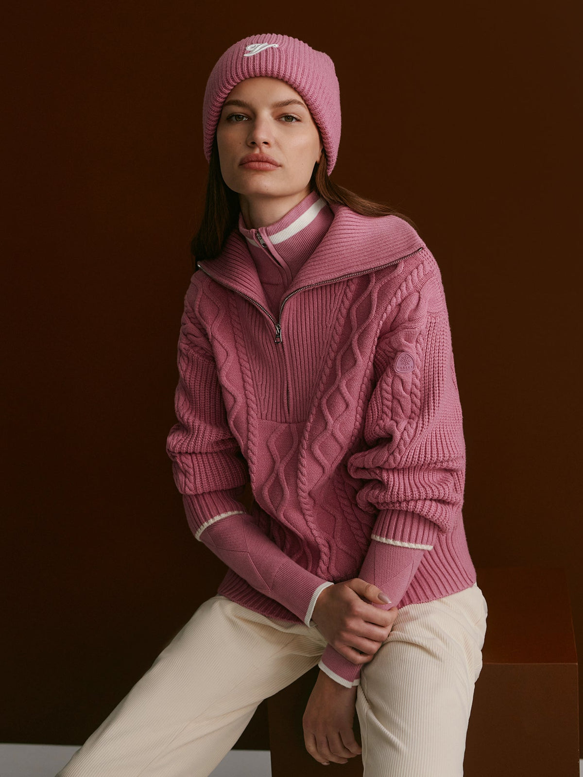 Didi Relaxed Cable Half Zip Knit | Varley Exclusive