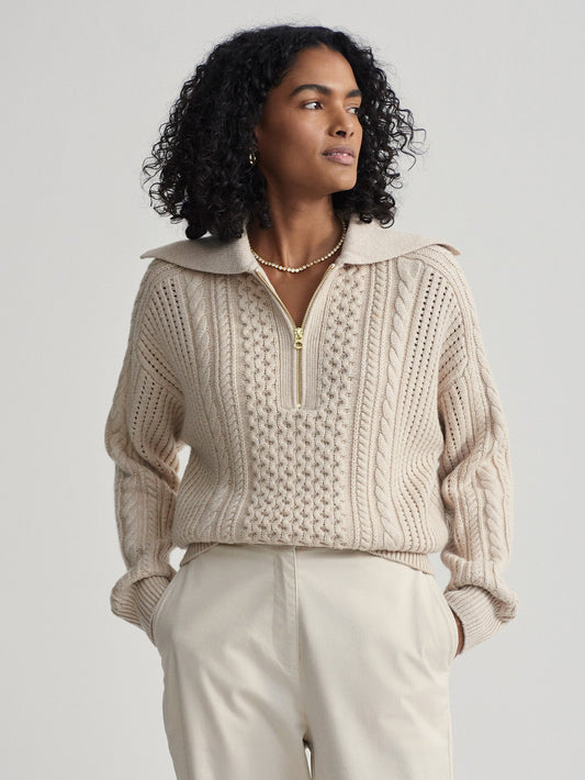 Camello Relaxed Cable Half Zip | Varley Everyday